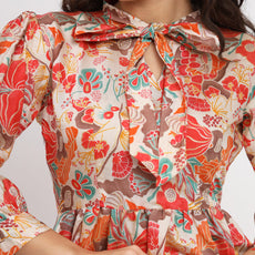 Women Multi Color Tie Up Neck Co-Ord Sets