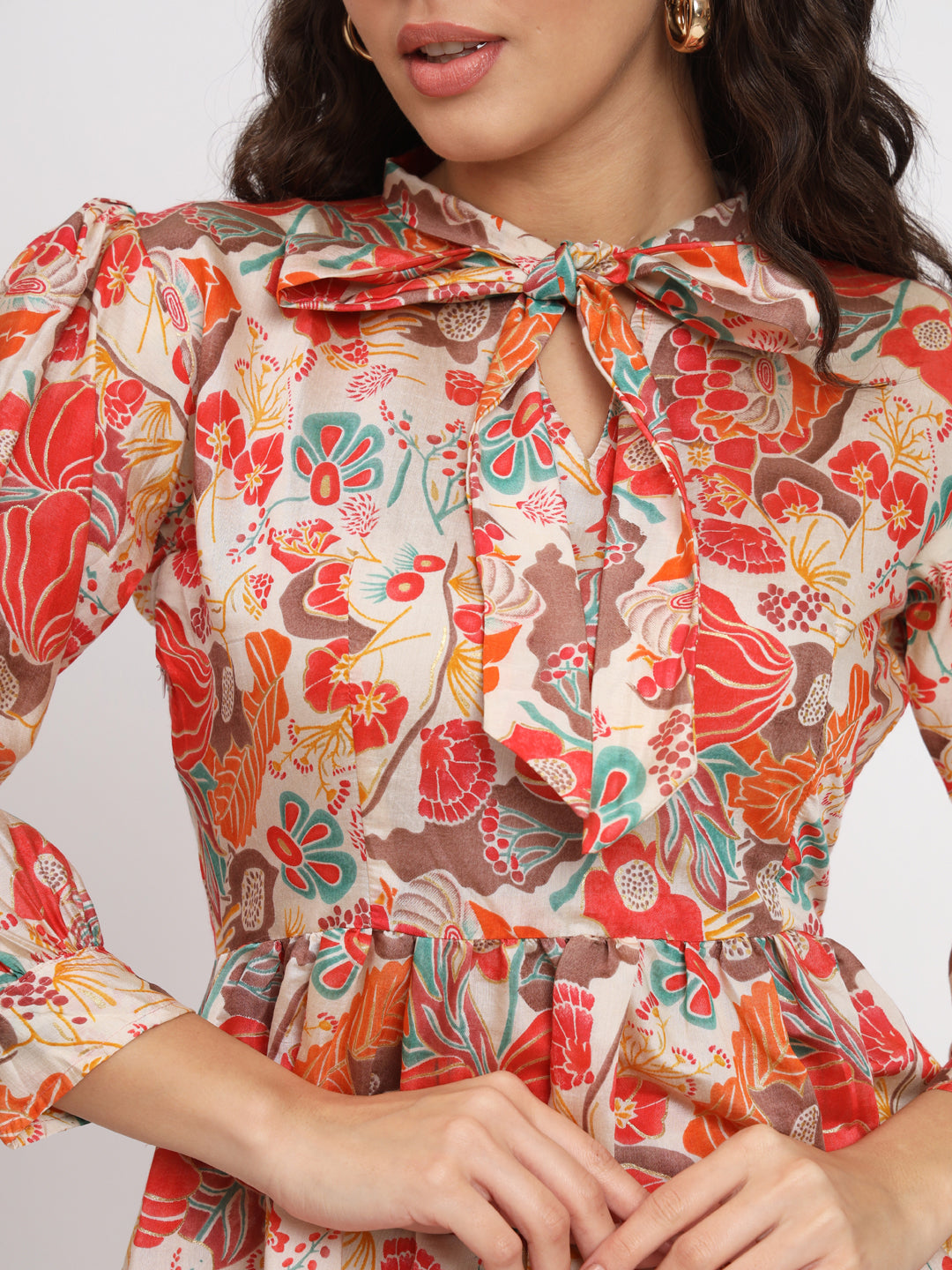 Women Multi Color Tie Up Neck Co-Ord Sets