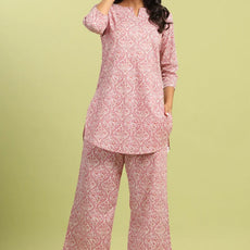 Women Cotton Blend Kurta Palazzo Set