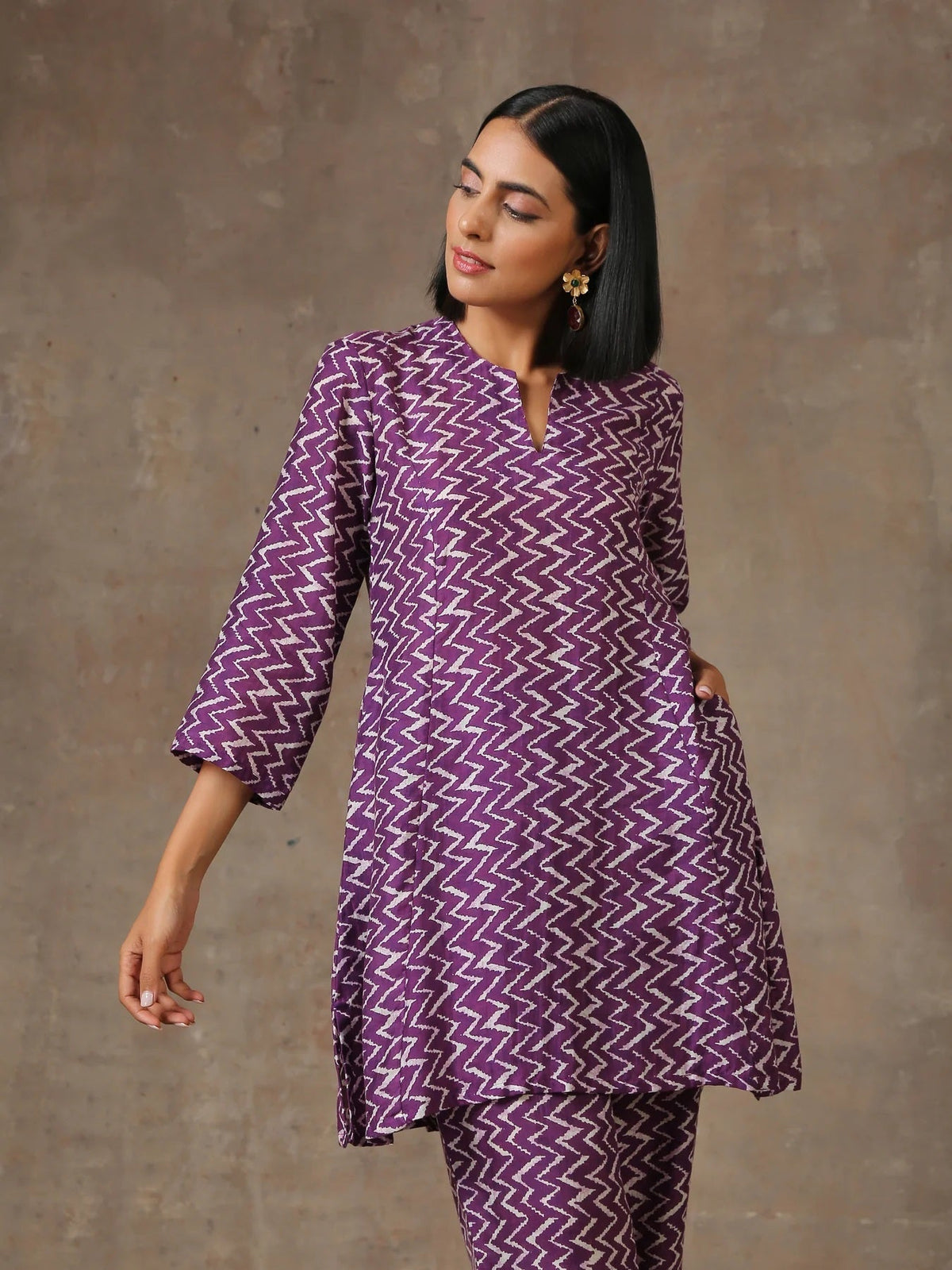 Women Chevrons Print Top & Pyjamas Set