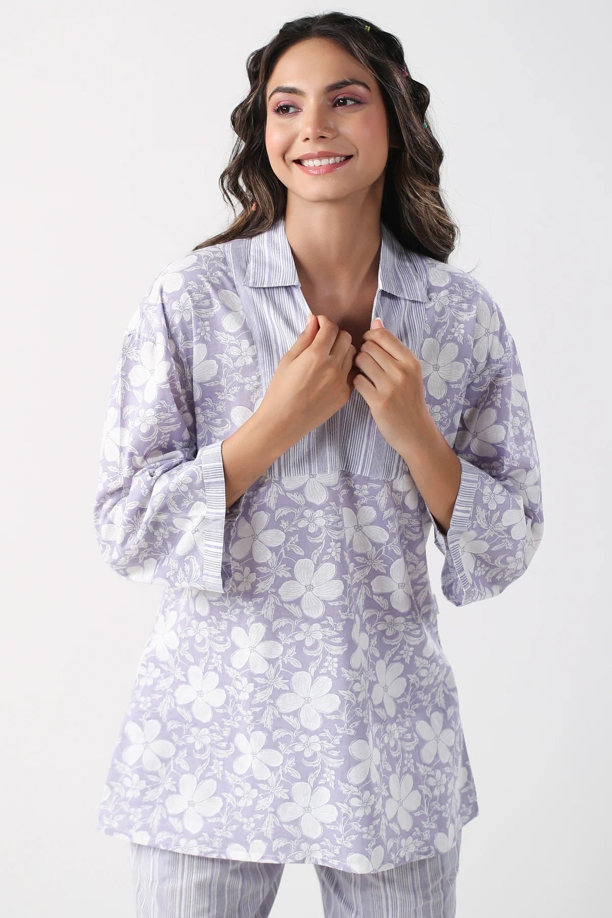 Women Cotton Blend Kurta Palazzo Set