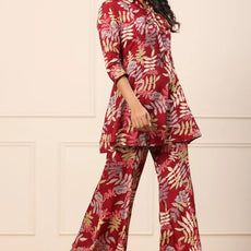 Maroon Elegance Collar Kurta & Saraara Set