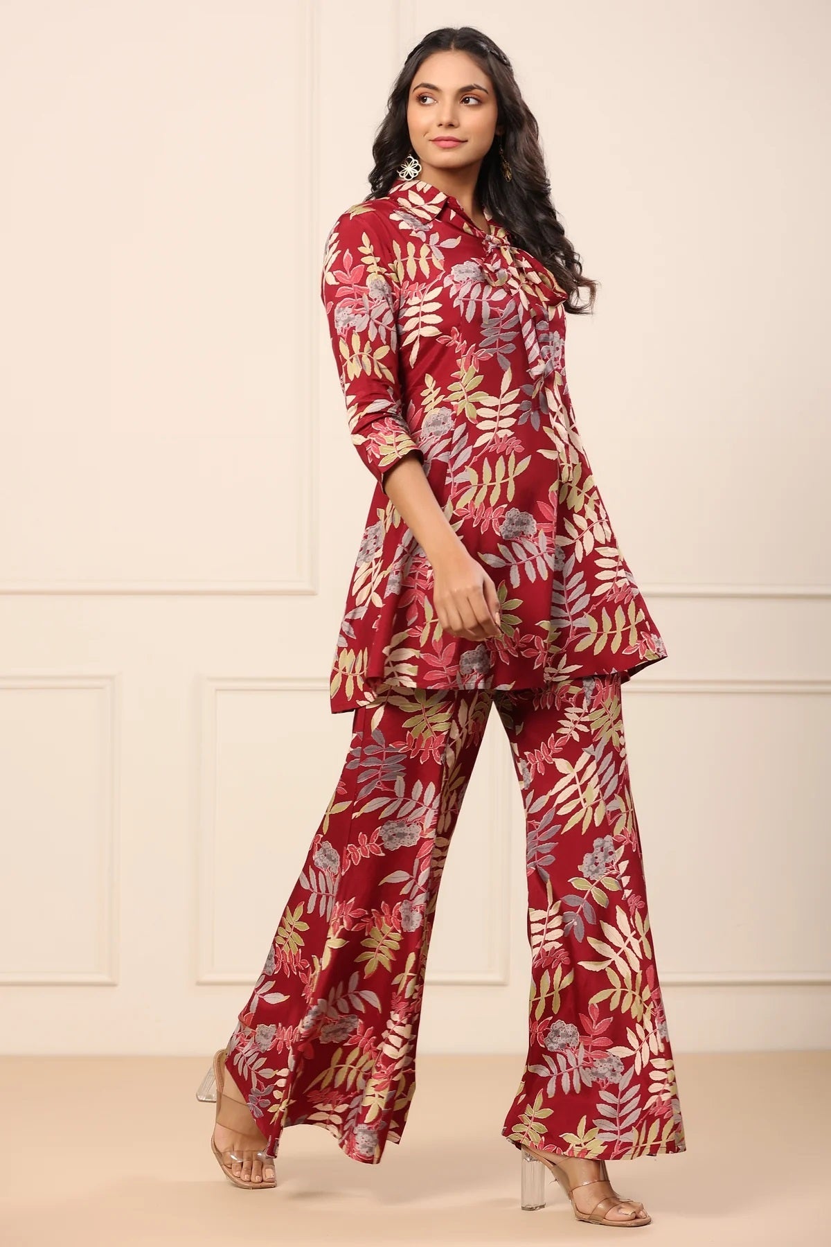 Maroon Elegance Collar Kurta & Saraara Set