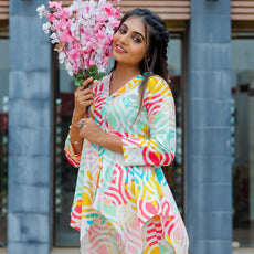 Women Cotton Blend Ethnic Top Palazzo Set