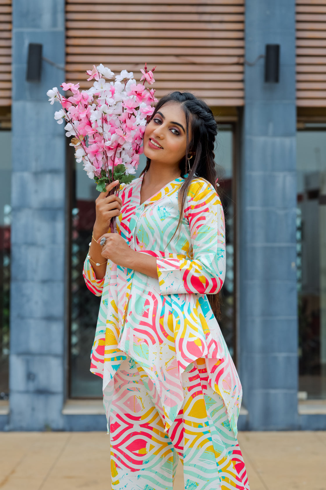 Women Cotton Blend Ethnic Top Palazzo Set