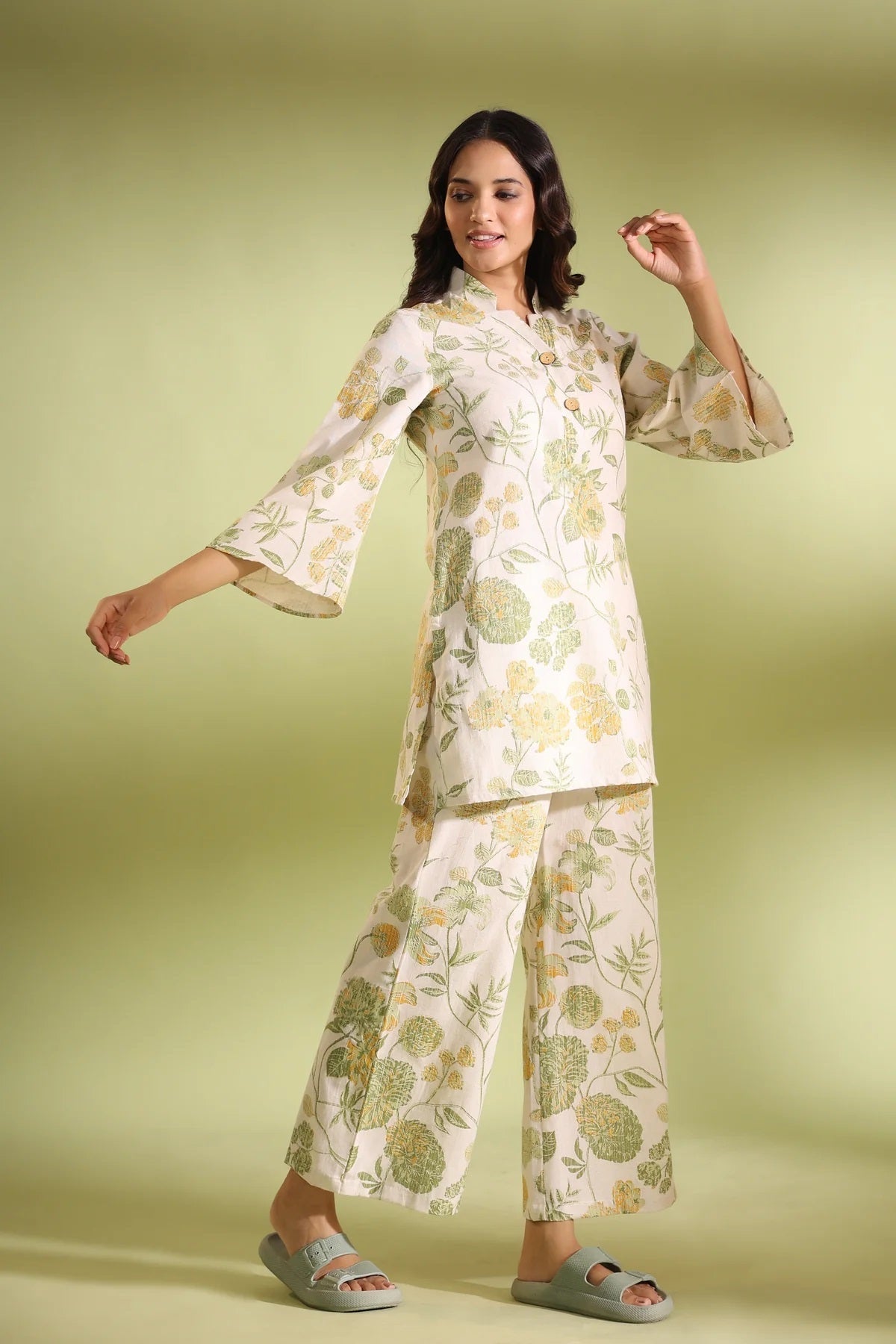 Flora Off White Cotton Co Ord Set