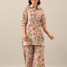 Women Floral Print Kurta Palazzo Set