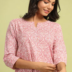 Women Cotton Blend Kurta Palazzo Set