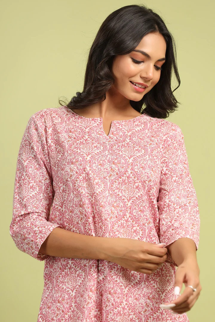Women Cotton Blend Kurta Palazzo Set