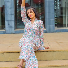 Allover Printed Co-Ord Set with Top and Bottom