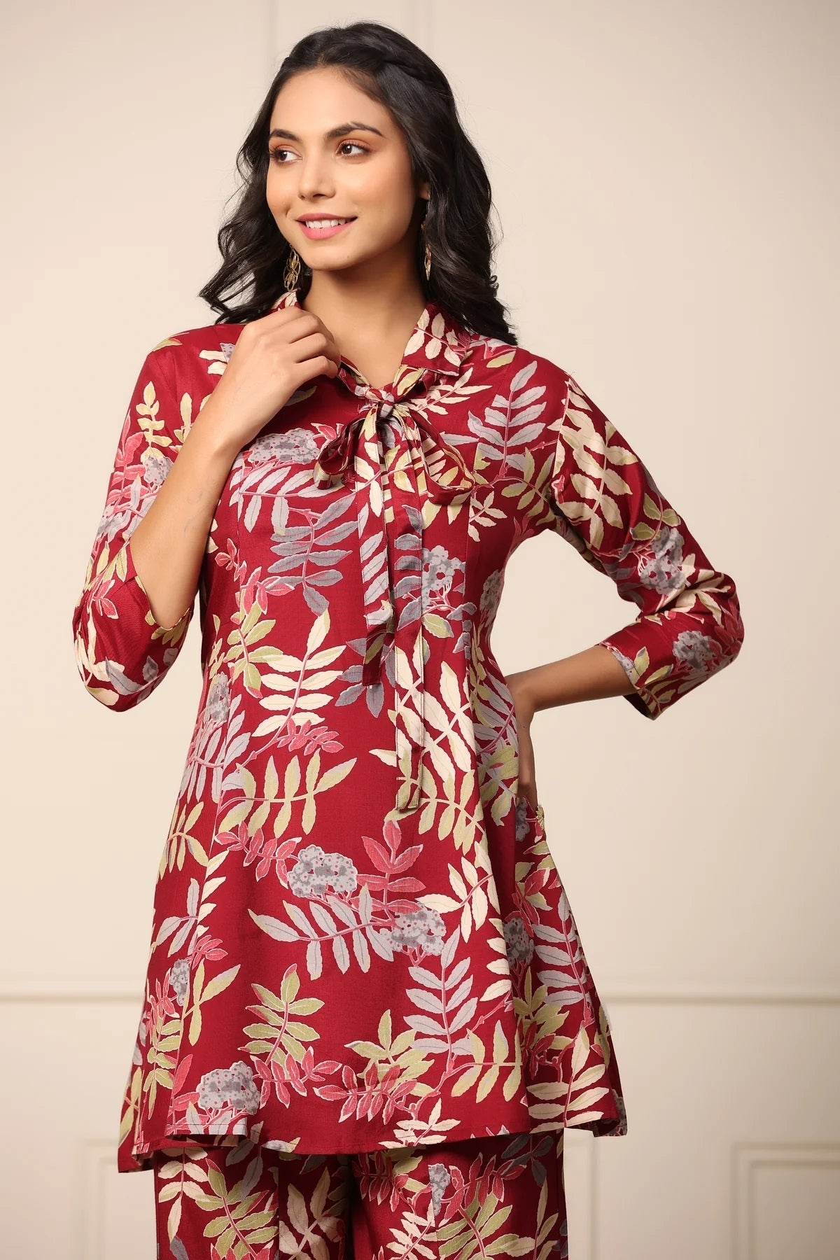 Maroon Elegance Collar Kurta & Saraara Set