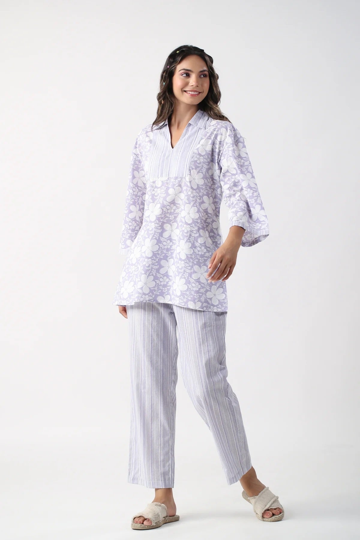 Women Cotton Blend Kurta Palazzo Set