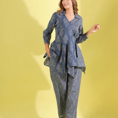 Women Cotton Blend Kurta Palazzo Set