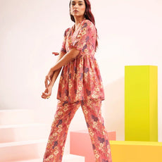 Cotton Co Ord Sets With Digital Print Work For Girls