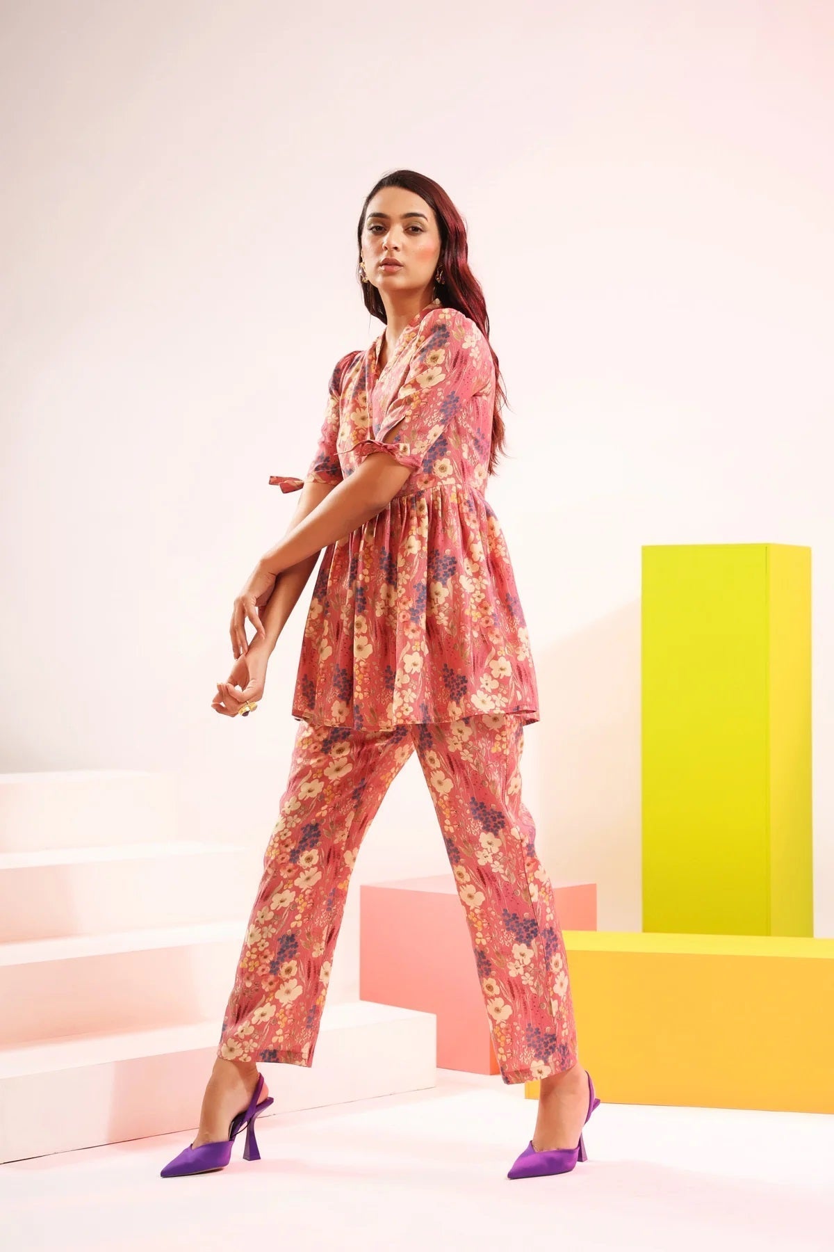 Cotton Co Ord Sets With Digital Print Work For Girls