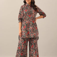 Women Cotton Blend Kurta Palazzo Set
