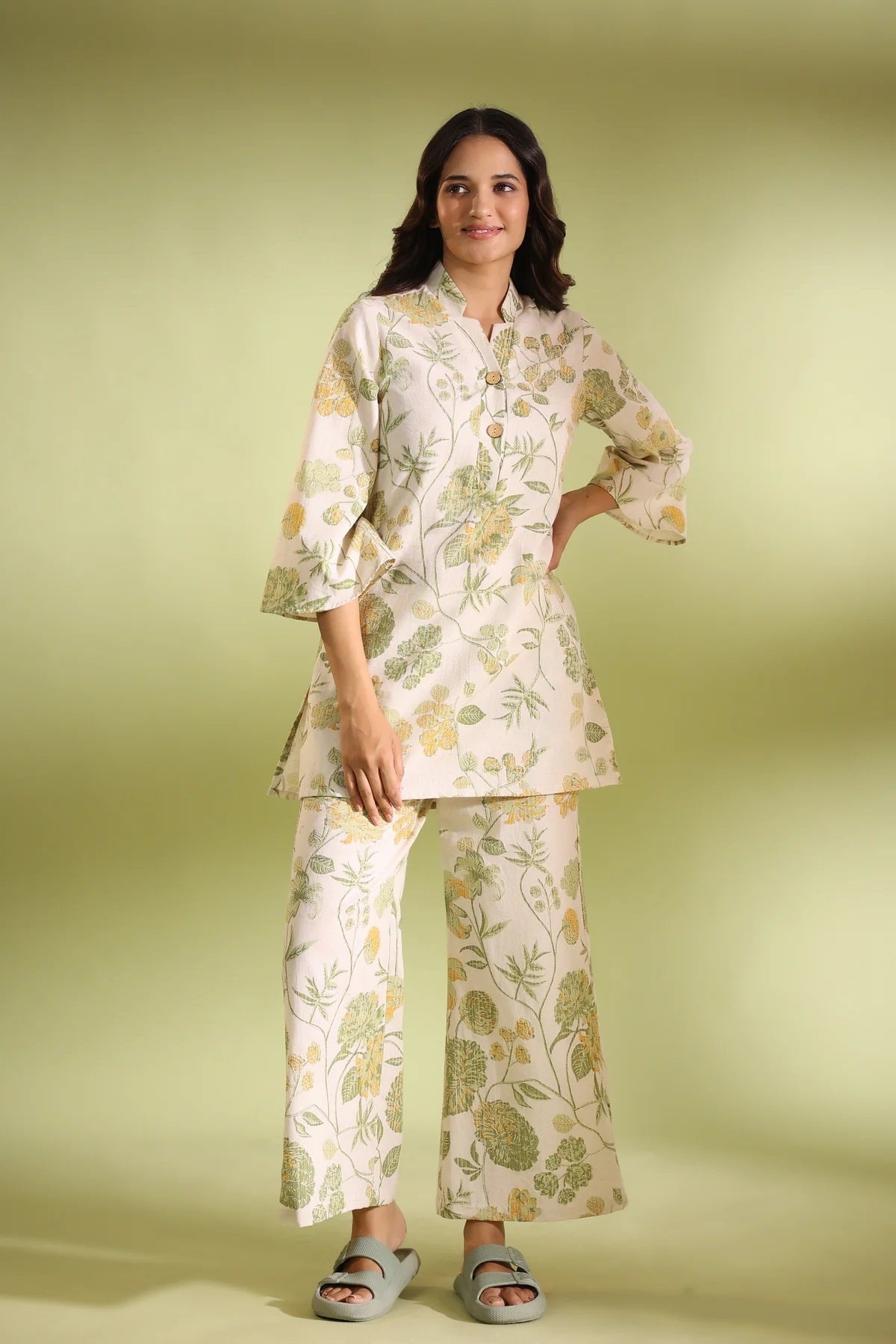 Flora Off White Cotton Co Ord Set