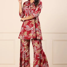 Maroon Elegance Collar Kurta & Saraara Set