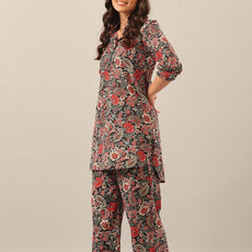 Women Cotton Blend Kurta Palazzo Set