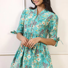Elegant Cotton Fabric Cord Set for Women Blue