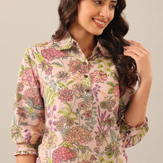Women Floral Print Kurta Palazzo Set