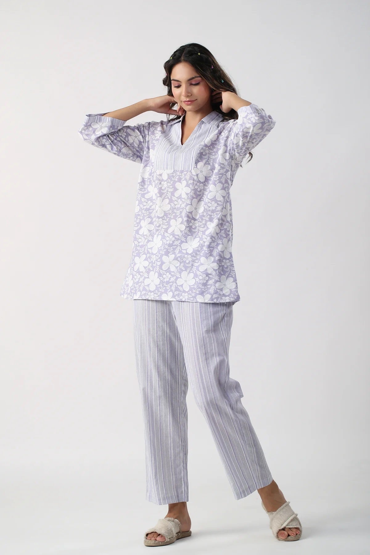 Women Cotton Blend Kurta Palazzo Set
