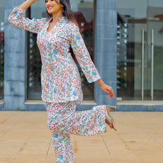 Allover Printed Co-Ord Set with Top and Bottom