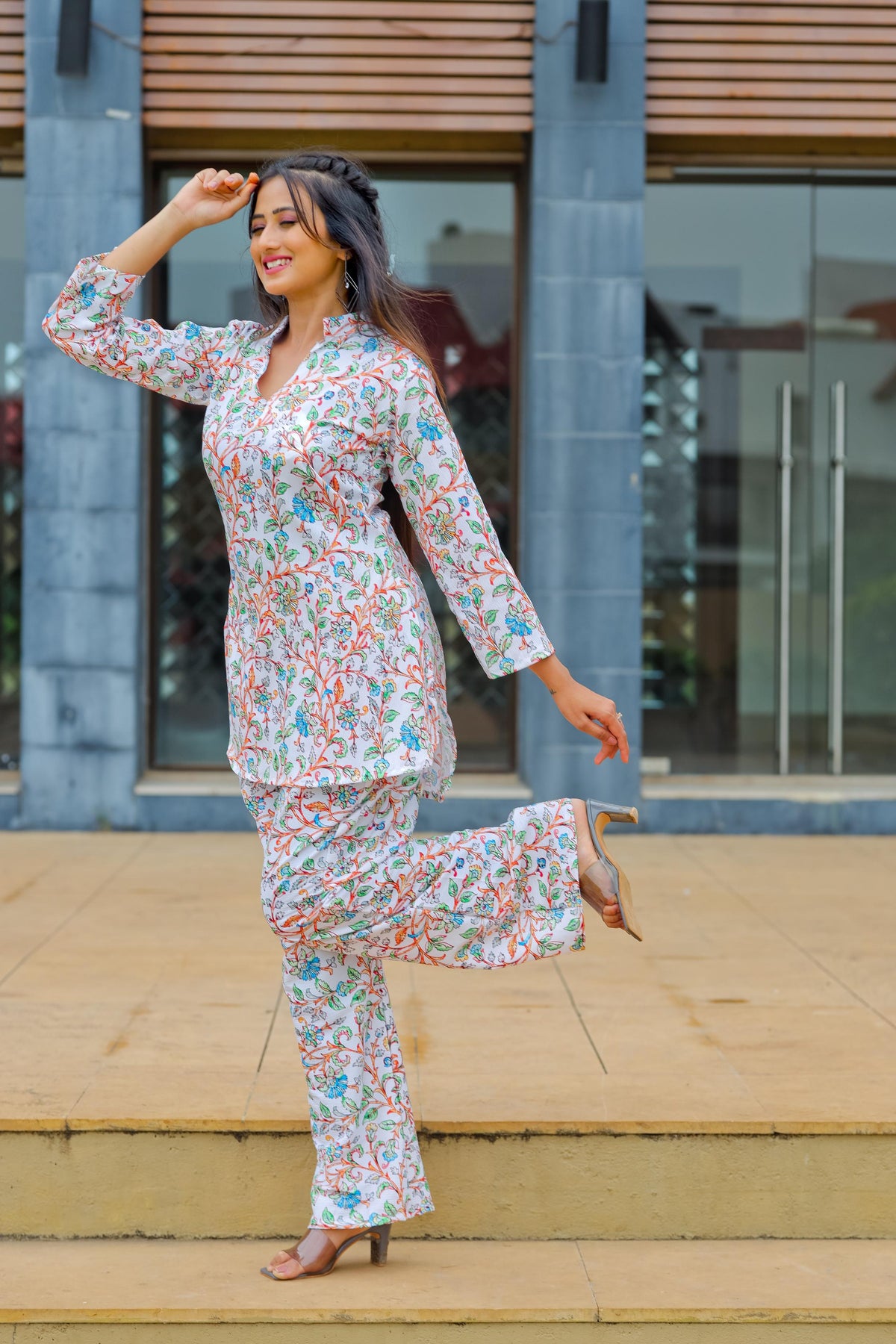Allover Printed Co-Ord Set with Top and Bottom