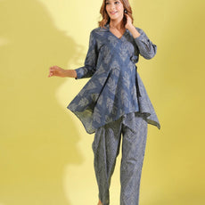 Women Cotton Blend Kurta Palazzo Set