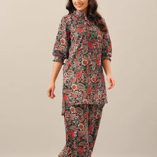 Women Cotton Blend Kurta Palazzo Set