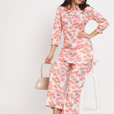 Women's Distress Print Co-Ord Set Relaxed Fit for Women
