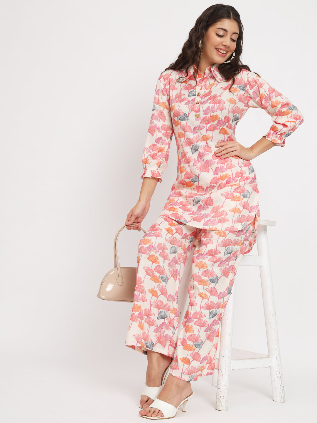 Women's Distress Print Co-Ord Set Relaxed Fit for Women