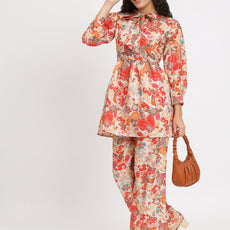 Women Multi Color Tie Up Neck Co-Ord Sets