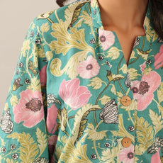 Women's Cotton Regular Fit Floral Printed Top and Plazzo Co-ord Set with Elegant Design