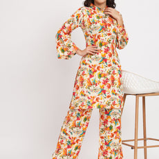 Women Floral Print Kurta & Palazzos Co-Ord Set