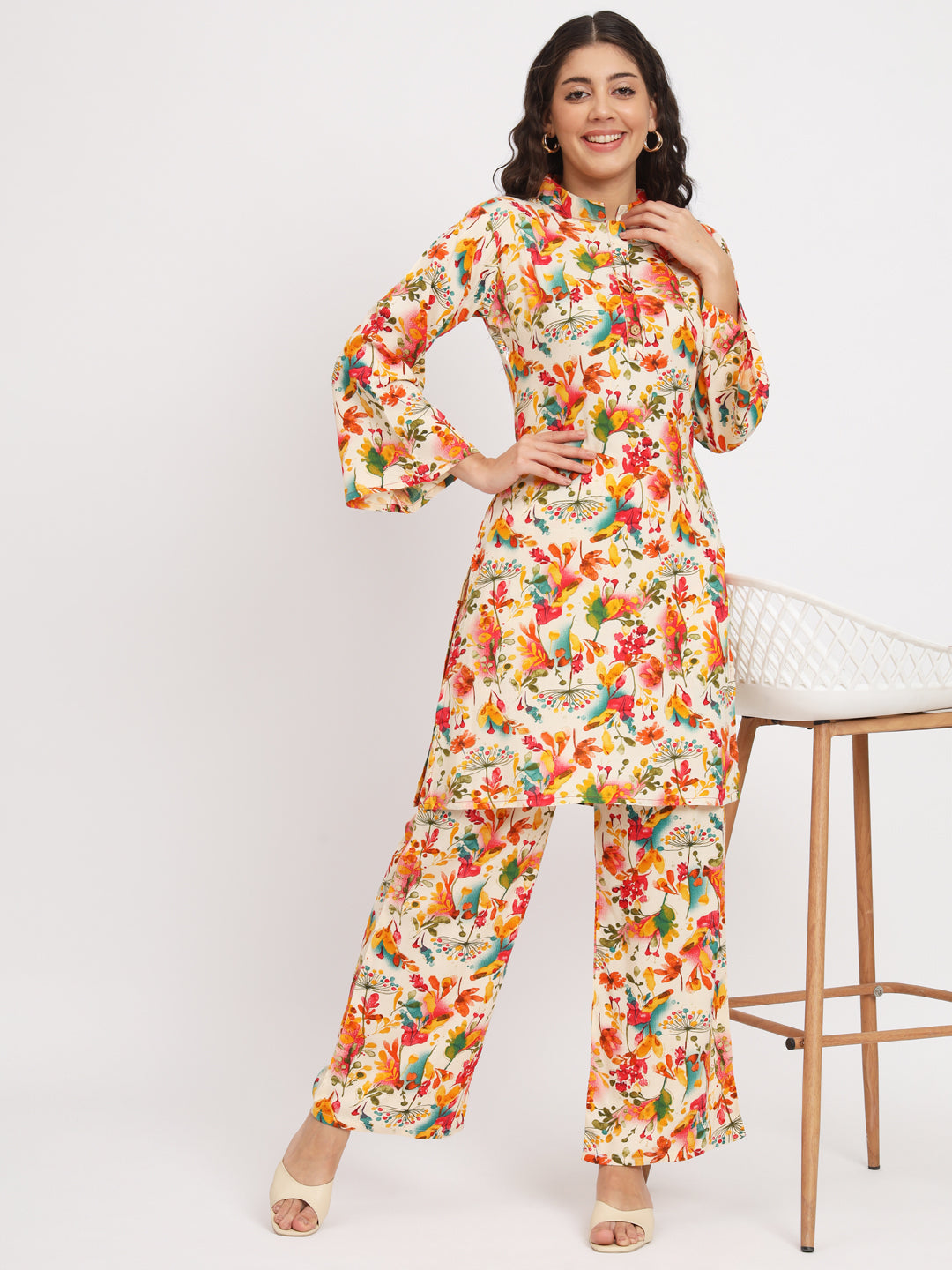 Women Floral Print Kurta & Palazzos Co-Ord Set