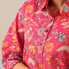 Women Pink Shirt Collar Co-Ord Sets