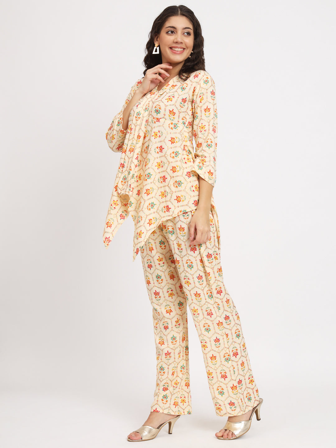 Women Multi Color V Neck Co-Ord Sets