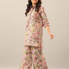 Women Floral Print Kurta Palazzo Set