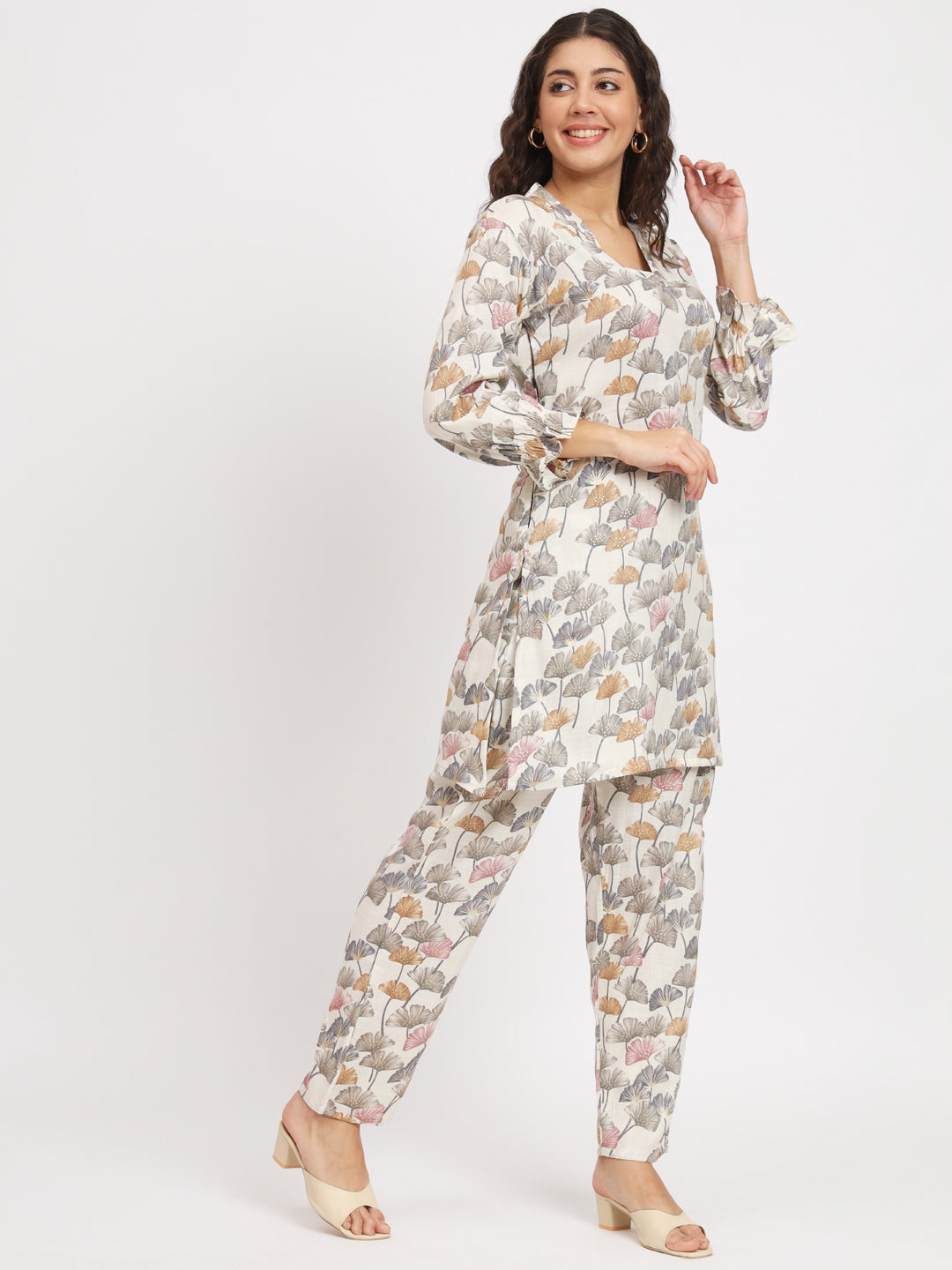 Women Floral Print Kurta & Palazzos Co-Ord Set