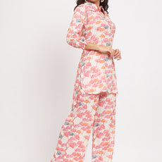 Women's Distress Print Co-Ord Set Relaxed Fit for Women