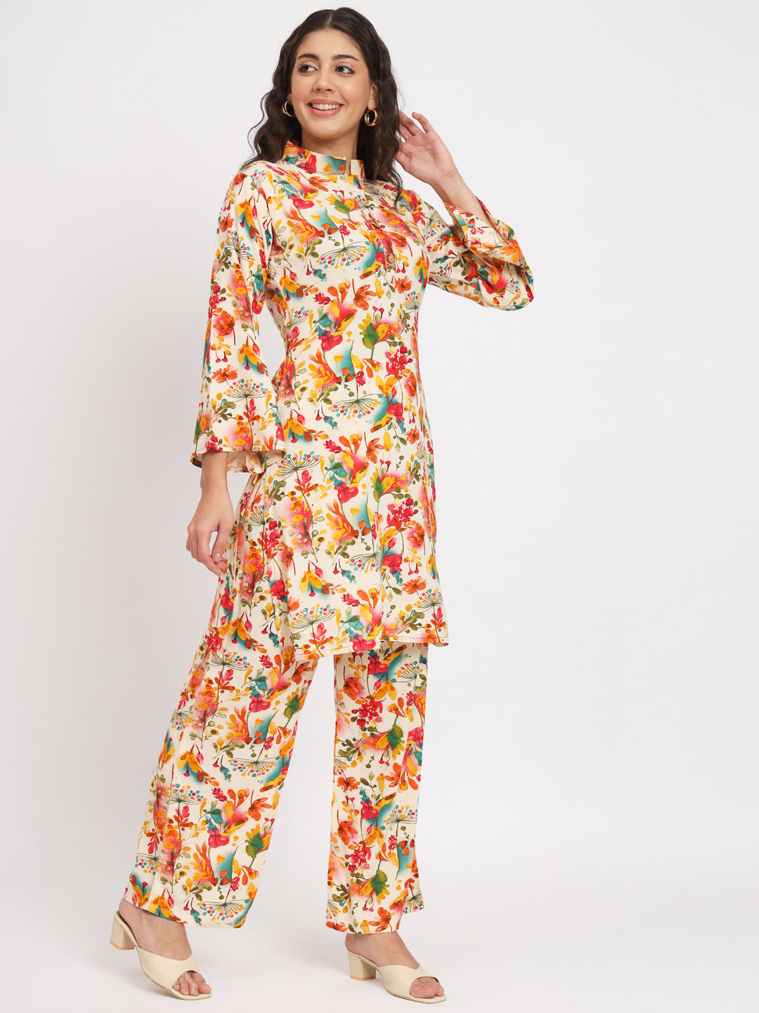 Women Floral Print Kurta & Palazzos Co-Ord Set