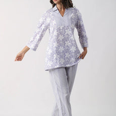 Women Cotton Blend Kurta Palazzo Set