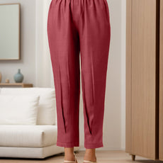 Peach Rayon Slub Texture Pleated Co-Ord Set