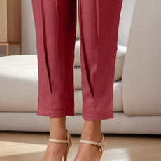 Peach Rayon Slub Texture Pleated Co-Ord Set