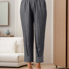 Grey Rayon Slub Texture Pleated Co-Ord Set