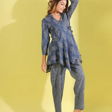 Women Cotton Blend Kurta Palazzo Set