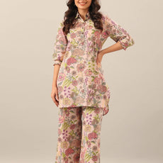 Women Floral Print Kurta Palazzo Set