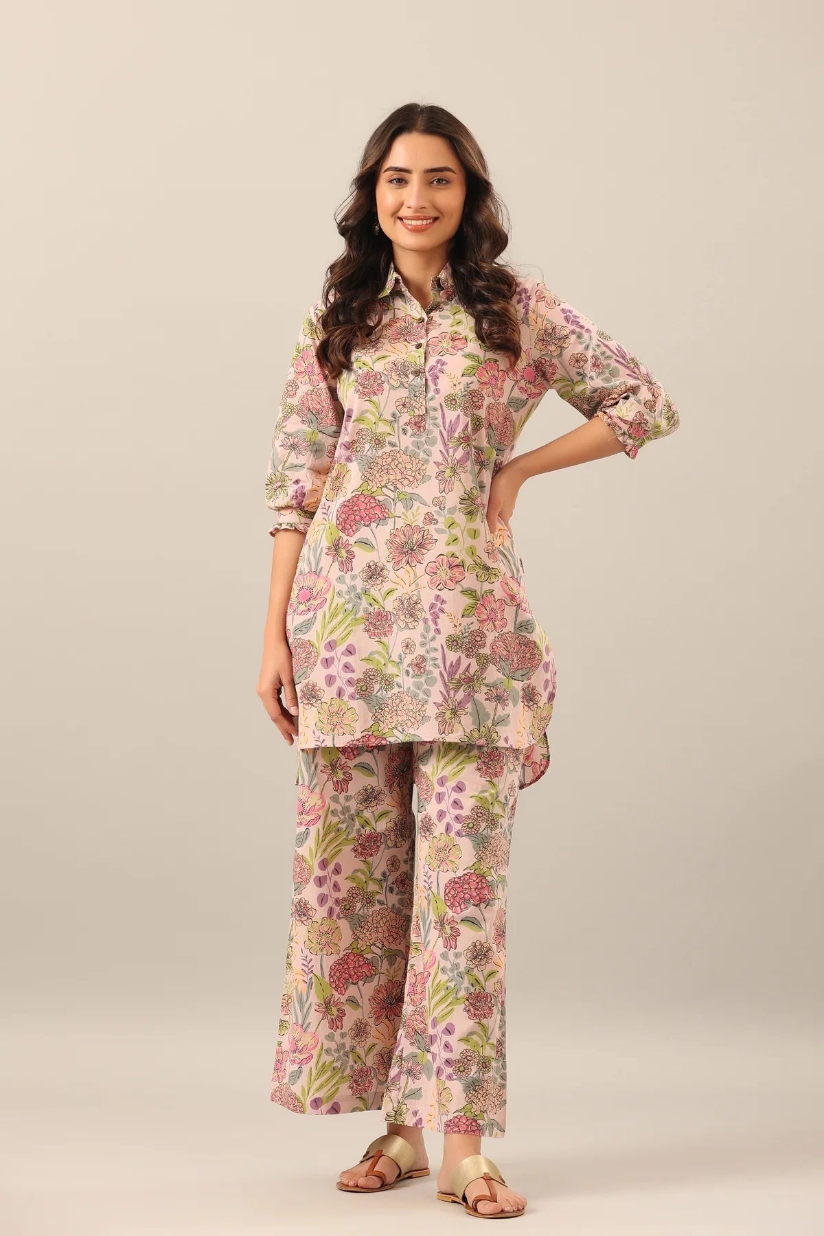 Women Floral Print Kurta Palazzo Set