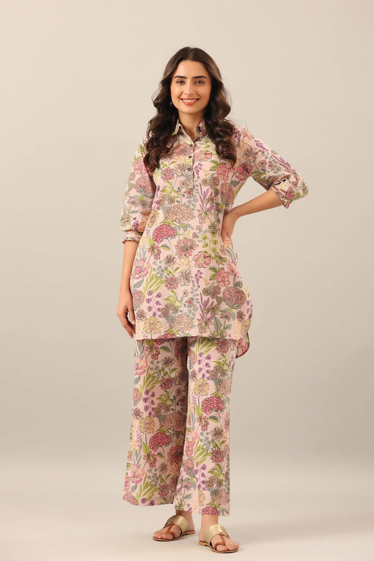 Women Floral Print Kurta Palazzo Set